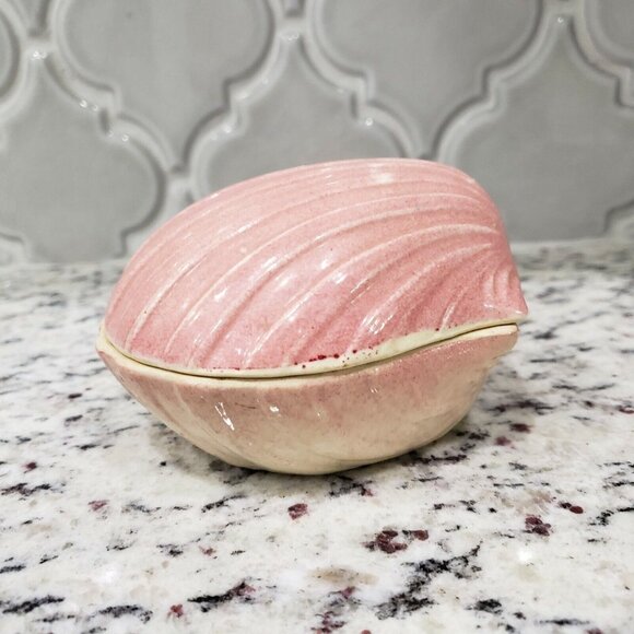 Accents Vintage Japan Pink Clam Sea Shell Trinket Box Dish Set Soap